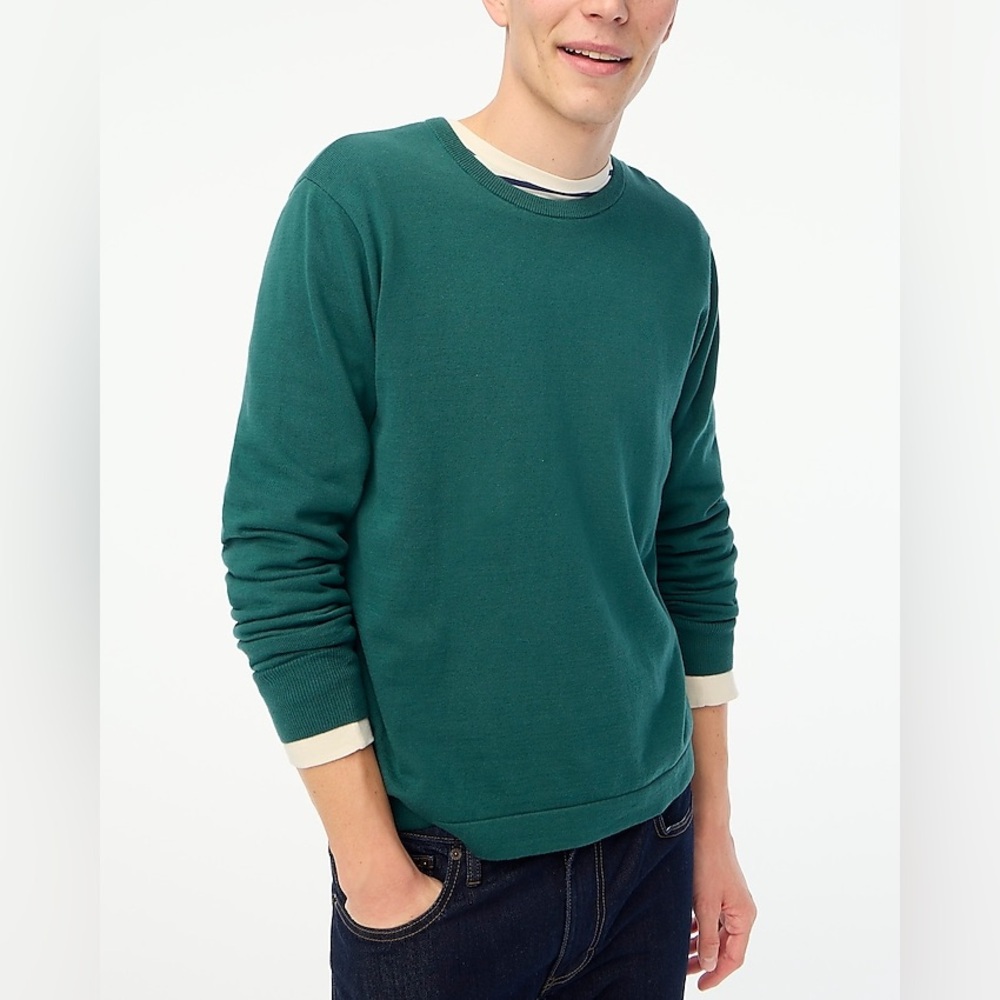 J.Crew Factory %100 Cotton lightweight green crewneck men’s sweater-tee NWT